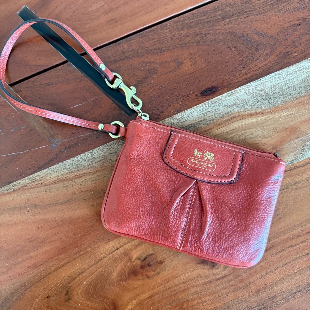 Coach Cognac Leather Wristlet